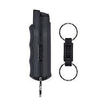 Load image into Gallery viewer, Pepper Spray Keychain with Quick Release for Easy Access – Max Police Strength OC Spray, Finger Grip for Accurate Aim, 10-Foot (3M) Range, 25 Bursts (5X Other Brands) – Practice Spray Option (Black) EXPIRED