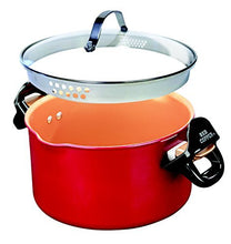 Load image into Gallery viewer, Red Copper Better Pasta Pot by BulbHead, Locking Handles and Straining Lid
