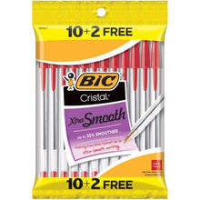 Load image into Gallery viewer, Bic Cristal Xtra-Smooth Ball Pen - 10 plus 2 Bonus Pack (12 count) - Red Medium Point Ballpoint Pen