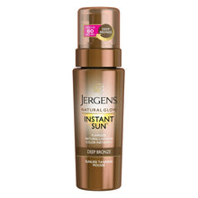 Load image into Gallery viewer, Jergens Natural Glow Instant Sun Body Mousse, Self Tanner for Deep Bronze Tan, Sunless Tanning Body Bronzer, Natural Looking Fake Tan, 6 Ounce