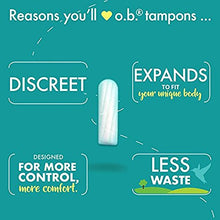 Load image into Gallery viewer, o.b. Applicator Free Digital Tampons, Regular - 40 Count, 3 Pack