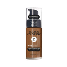 Load image into Gallery viewer, Revlon ColorStay Liquid Foundation Makeup for Combination/Oily Skin SPF 15, Longwear Medium-Full Coverage with Matte Finish, Mahogany (440), 1.0 oz