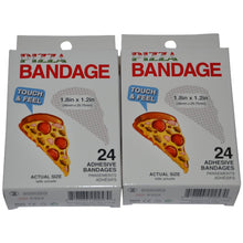 Load image into Gallery viewer, BioSwiss Novelty Bandages Self-Adhesive Funny First Aid, Novelty Gag Gift (2 Boxes of 24 Bandages) (Pizza)