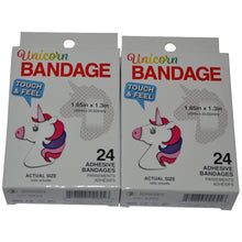 Load image into Gallery viewer, BioSwiss Novelty Bandages Self-Adhesive Funny First Aid, Novelty Gag Gift (2 Boxes of 24 Bandages) (Unicorn)