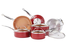Load image into Gallery viewer, BulbHead Red Copper 10 PC Copper-Infused Ceramic Non-Stick Cookware Set