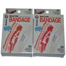 Load image into Gallery viewer, BioSwiss Novelty Bandages Self-Adhesive Funny First Aid, Novelty Gag Gift (2 boxes of 24 bandages) (Bacon)