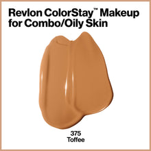 Load image into Gallery viewer, Revlon ColorStay Liquid Foundation Makeup for Combination/Oily Skin SPF 15, Longwear Medium-Full Coverage with Matte Finish, Toffee (375), 1.0 oz