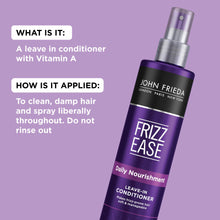 Load image into Gallery viewer, John Frieda Frizz Ease Daily Nourishment Conditioner, Leave-in Conditioner for Frizz-prone Hair, 8 Ounce (Pack of 2), with Vitamin A, C, and E
