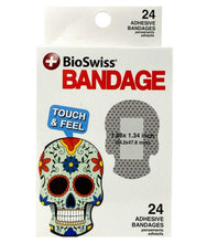 Load image into Gallery viewer, BioSwiss Novelty Bandages Self-Adhesive Funny First Aid, Novelty Gag Gift (2 Boxes of 24 Bandages) (Sugar Skull)