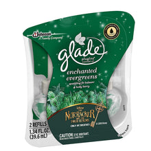 Load image into Gallery viewer, Glade Plugins Scented Oil Refills - Holiday Collection 2018 - Enchanted Evergreens - 2 Count Oil Refills Per Package - Pack of 3 Packages