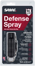 Load image into Gallery viewer, SABRE ADVANCED Pepper Spray Keychain with Quick Release – 3-in-1 Pepper Spray, CS Tear Gas &amp; UV Dye – Maximum Strength Police OC Spray, Finger Grip for Better Aim – Optional Practice Spray