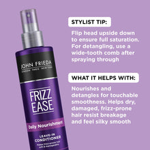 Load image into Gallery viewer, John Frieda Frizz Ease Daily Nourishment Conditioner, Leave-in Conditioner for Frizz-prone Hair, 8 Ounce (Pack of 2), with Vitamin A, C, and E
