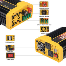 Load image into Gallery viewer, VETOMILE 1000W Power Inverter DC 12V to 110V AC Car Inverter with 2.1A Dual USB Car Adapter