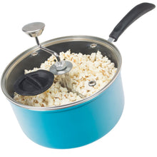 Load image into Gallery viewer, Discontinued by Manufacturer Zippy Pop Blue Stovetop Popcorn Popper with Glass Lid, 4-Quart Capacity