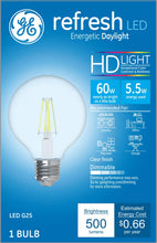 Load image into Gallery viewer, GE Lighting 36857 Clear Finish Light Bulb Dimmable LED G25 Decorative Globe 5.5 (60-Watt Replacement), 500-Lumen Medium Base, 1-Pack, Daylight
