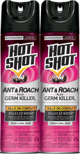 Load image into Gallery viewer, Hot Shot Ant &amp; Roach Plus Germ Killer, Fresh Floral Scent Aerosol, 2/17.5-Ounce