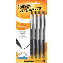 Load image into Gallery viewer, BIC Atlantis Original Retractable Ball Pen, Medium Point (1.0mm), Black, 4-Count