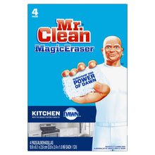 Load image into Gallery viewer, Mr. Clean Magic Eraser Kitchen, Cleaning Pads with Durafoam, 4 count (Packaging May Vary)