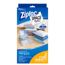 Load image into Gallery viewer, Ziploc Reusable Clothes Storage Bags, 2 Piece Cube Combo Vac Bags, 1 Large Cube, 1 XL Cube, Space Bags