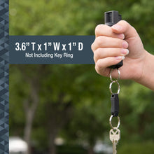 Load image into Gallery viewer, SABRE ADVANCED Pepper Spray Keychain with Quick Release – 3-in-1 Pepper Spray, CS Tear Gas &amp; UV Dye – Maximum Strength Police OC Spray, Finger Grip for Better Aim – Optional Practice Spray
