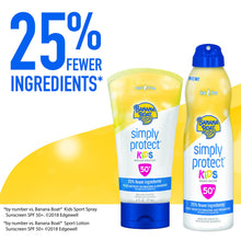 Load image into Gallery viewer, Banana Boat Simply Protect Mineral-Based Sunscreen Lotion for Kids, SPF 50+, Tear Free, 25% Fewer Ingredients, 6 Ounces