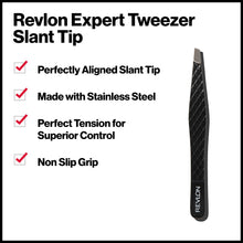 Load image into Gallery viewer, REVLON Expert Slant Tip Tweezer, Stainless Steel Hair Removal Makeup Tool