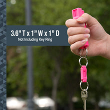 Load image into Gallery viewer, SABRE RED Pepper Spray Keychain with Quick Release for Easy Access – Max Police Strength OC Spray, Finger Grip for Accurate Aim, 10-Foot (3M) Range, 25 Bursts (5x Other Brands) – Practice Spray Option EXPIRED