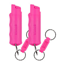 Load image into Gallery viewer, SABRE RED Pink Pepper Spray Keychain for Women with Quick Release for Easy Access – Maximum Police Strength, Finger Grip for Aim &amp; Accuracy, 10-Foot (3M) Range, 25 Bursts – Helps Fight Breast Cancer