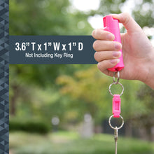 Load image into Gallery viewer, SABRE RED Pink Pepper Spray Keychain for Women with Quick Release for Easy Access – Maximum Police Strength, Finger Grip for Aim &amp; Accuracy, 10-Foot (3M) Range, 25 Bursts – Helps Fight Breast Cancer