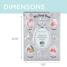Load image into Gallery viewer, Briarwood My First Year Baby Photo Frame in Silver-Tone