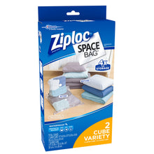 Load image into Gallery viewer, Ziploc Reusable Clothes Storage Bags, 2 Piece Cube Combo Vac Bags, 1 Large Cube, 1 XL Cube, Space Bags