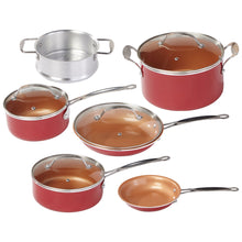 Load image into Gallery viewer, BulbHead Red Copper 10 PC Copper-Infused Ceramic Non-Stick Cookware Set