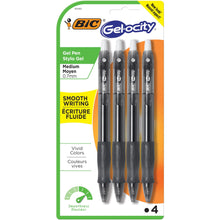 Load image into Gallery viewer, BIC Gel-ocity Original Retractable Gel Pen, Medium Point (0.7 mm), Black, 4-Count