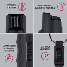 Load image into Gallery viewer, SABRE ADVANCED Pepper Spray Keychain with Quick Release – 3-in-1 Pepper Spray, CS Tear Gas &amp; UV Dye – Maximum Strength Police OC Spray, Finger Grip for Better Aim – Optional Practice Spray