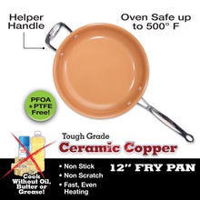 Load image into Gallery viewer, Red Copper 12 inch Pan by BulbHead Ceramic Copper Infused Non-Stick Fry Pan Skillet Scratch Resistant Without PFOA and PTFE Heat Resistant From Stove To Oven Up To 500 Degrees