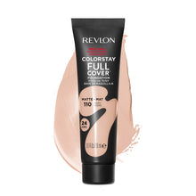 Load image into Gallery viewer, REVLON ColorStay Full Cover Longwear Matte Foundation, Heat &amp; Sweat Resistant Lightweight Face Makeup, Ivory (110), 1.0 oz