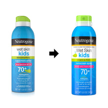 Load image into Gallery viewer, Neutrogena Wet Skin Kids Sunscreen Spray Mist, Water-Resistant and Oil-Free, Broad Spectrum SPF 70+ UVA/UVB Protection, Hypoallergenic, PABA-Free Non-Comedogenic, 5 oz