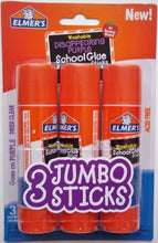 Load image into Gallery viewer, Elmers Jumbo Disappearing Purple School Glue Stick, 1.4 Ounce, 2 Packs of 3 Sticks, 6 Sticks Total