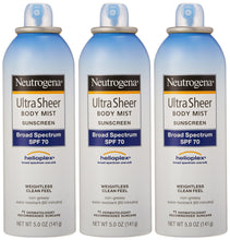 Load image into Gallery viewer, Neutrogena Ultra Sheer Body Mist Sunscreen, Broad Spectrum Spf 70, 5 Oz. (Pack of 3)