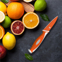 Load image into Gallery viewer, Vremi 10 Piece Colorful Knife Set - 5 Kitchen Knives with 5 Knife Sheath Covers - Chef Knife Sets with Carving Serrated Utility Chef's and Paring Knives - Magnetic Knife Set with Matching Color Case