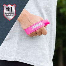 Load image into Gallery viewer, SABRE RED Pepper Gel Spray for Runners – Gel is Safer – Maximum Police Strength OC Spray, Adjustable Hand Strap for Quick Access while Running – Optional Clip-on 120dB Personal Alarm w/ LED Light
