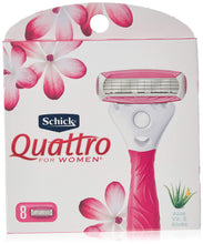Load image into Gallery viewer, Schick Quattro for Women 4 Blade Razor Refills, Pack of 8