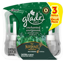 Load image into Gallery viewer, Glade Plugins Scented Oil Refills - Holiday Collection 2018 - Enchanted Evergreens - 3 Count Oil Refills Per Package - Pack of 2 Packages