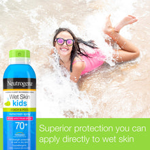 Load image into Gallery viewer, Neutrogena Wet Skin Kids Sunscreen Spray Mist, Water-Resistant and Oil-Free, Broad Spectrum SPF 70+ UVA/UVB Protection, Hypoallergenic, PABA-Free Non-Comedogenic, 5 oz
