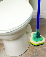 Load image into Gallery viewer, Clean Reach Deluxe Power Scrubber Bathtub Cleaner and Kitchen Brush with Metal Handle, Blue, Yellow, Green