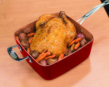 Load image into Gallery viewer, BulbHead Red Copper Square Pan 5 Piece Set by BulbHead, 10-Inch Pan, Glass Lid, Fry Basket, &amp; More