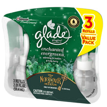 Load image into Gallery viewer, Glade Plugins Scented Oil Refills - Holiday Collection 2018 - Enchanted Evergreens - 3 Count Oil Refills Per Package - Pack of 2 Packages