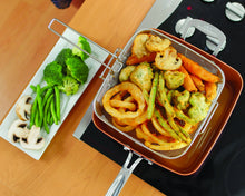 Load image into Gallery viewer, BulbHead Red Copper Square Pan 5 Piece Set by BulbHead, 10-Inch Pan, Glass Lid, Fry Basket, &amp; More