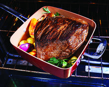 Load image into Gallery viewer, BulbHead Red Copper Square Pan 5 Piece Set by BulbHead, 10-Inch Pan, Glass Lid, Fry Basket, &amp; More