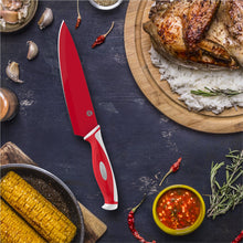 Load image into Gallery viewer, Vremi 10 Piece Colorful Knife Set - 5 Kitchen Knives with 5 Knife Sheath Covers - Chef Knife Sets with Carving Serrated Utility Chef's and Paring Knives - Magnetic Knife Set with Matching Color Case